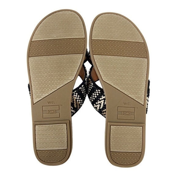 Toms Woven Geometric Slide Sandal Boho Fringe Checker Abstract Dot Sze 6.5 - Picture 6 of 6